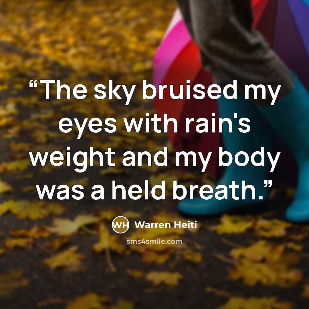 “The sky bruised my eyes with rain's weight and my body was a held breath.” quote by Warren Heiti