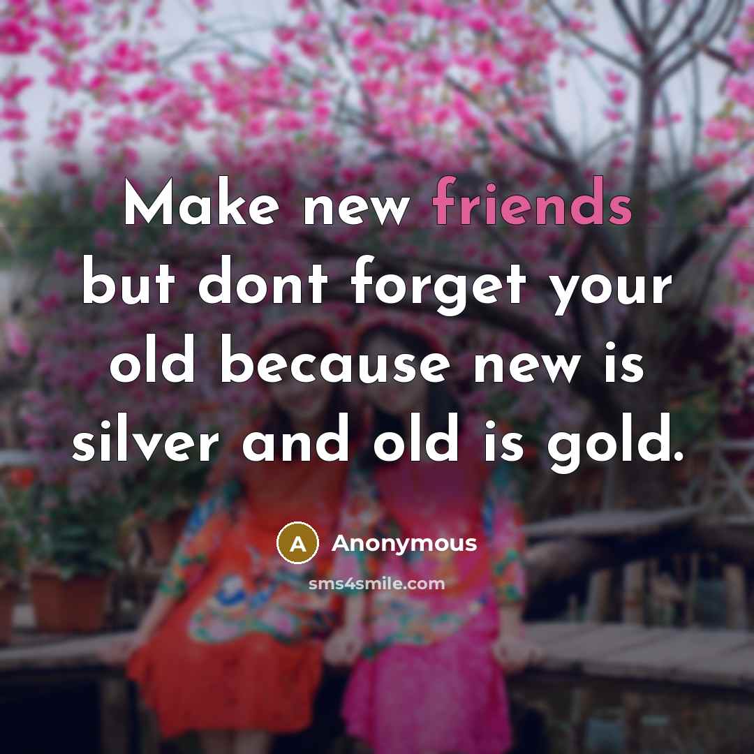 “Make new friends but dont forget your old because new is silver and old is gold.” quote by Anonymous