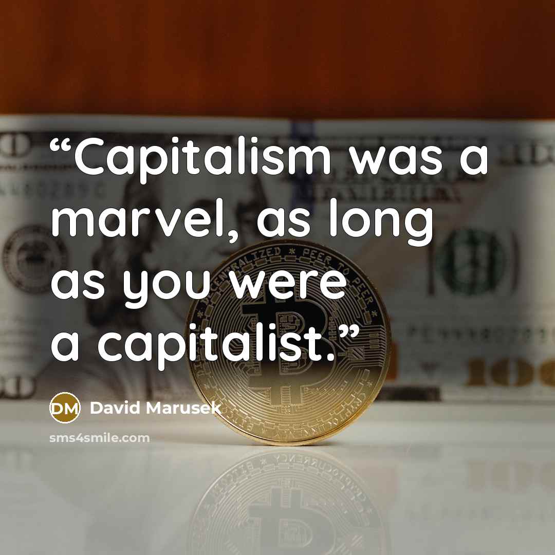 “Capitalism was a marvel, as long as you were a capitalist.” quote by David Marusek