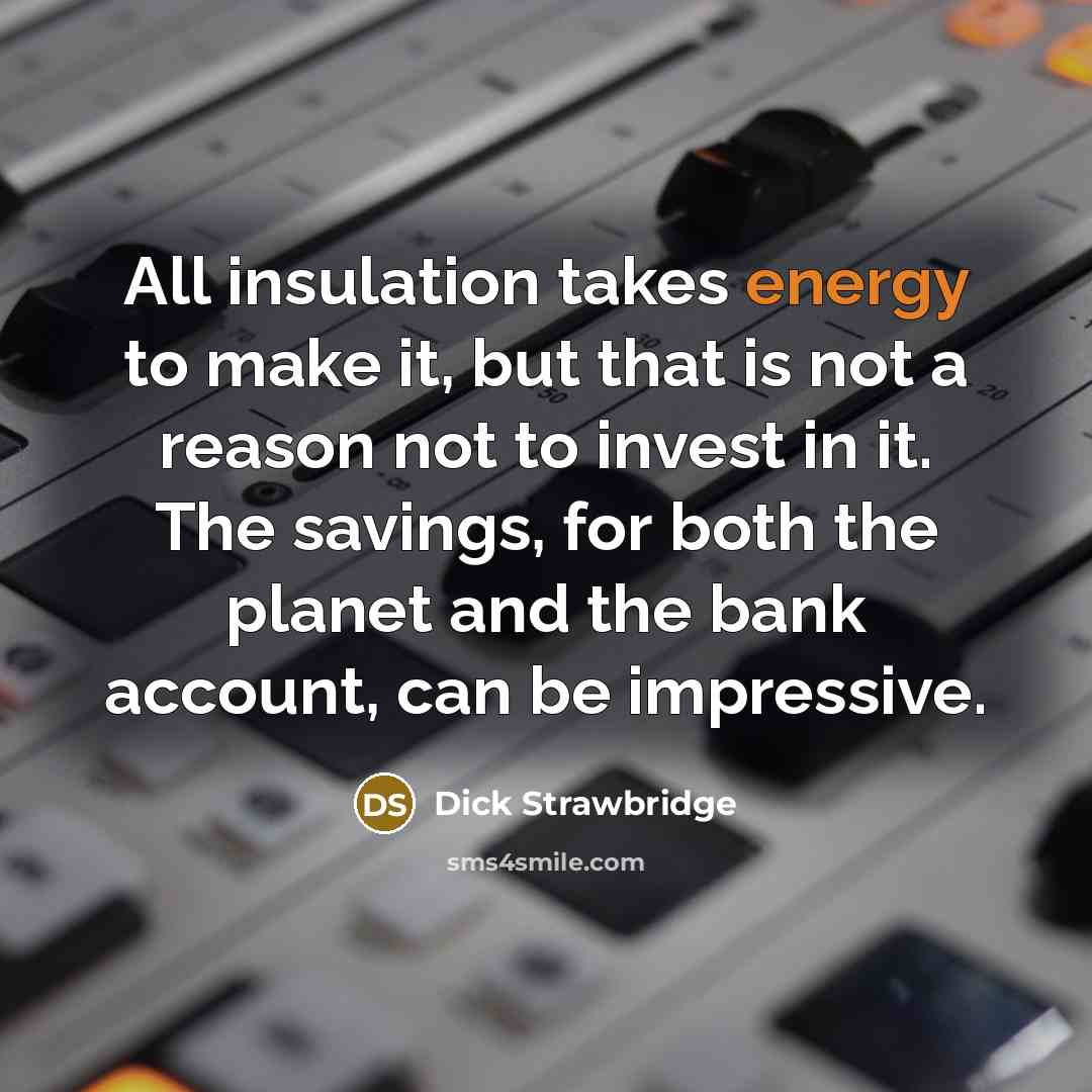 “All insulation takes energy to make it, but that is not a reason not to invest in it. The savings, for both the planet and the bank account, can be impressive.” quote by Dick Strawbridge