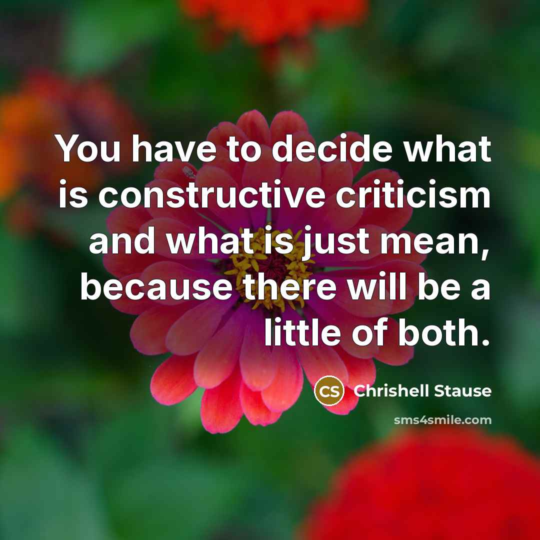 “You have to decide what is constructive criticism and what is just mean, because there will be a little of both.” quote by Chrishell Stause