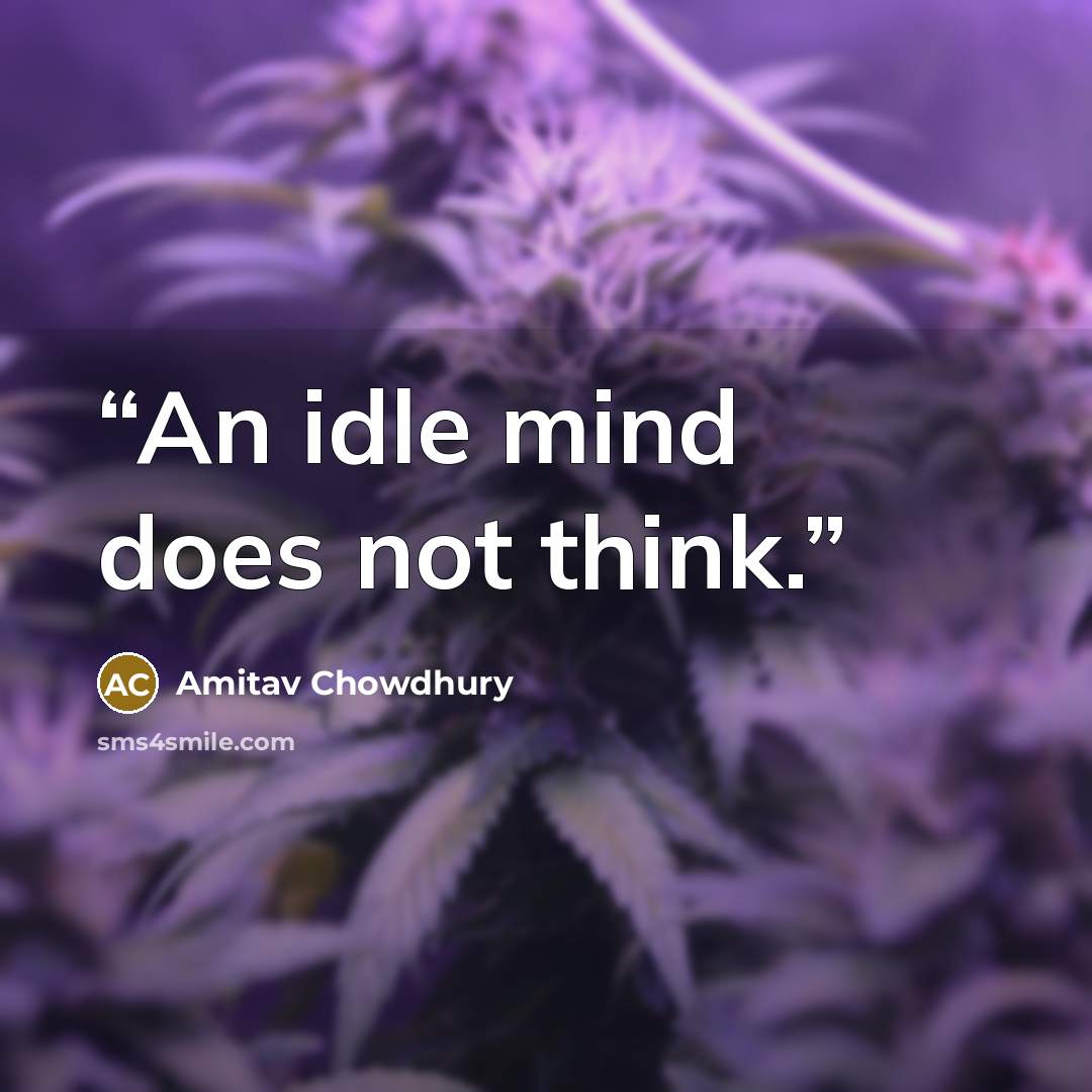 “An idle mind does not think.” quote by Amitav Chowdhury
