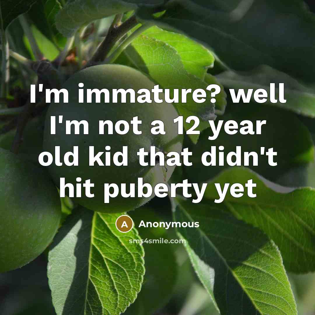 “I'm immature? well I'm not a 12 year old kid that didn't hit puberty yet” quote by Anonymous
