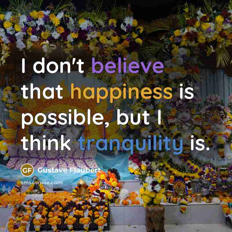 “I don't believe that happiness is possible, but I think tranquility is.” quote by Gustave Flaubert