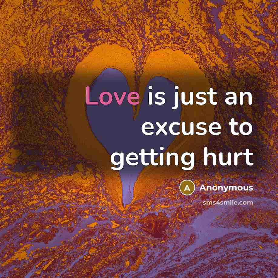 “Love is just an excuse to getting hurt” quote by Anonymous