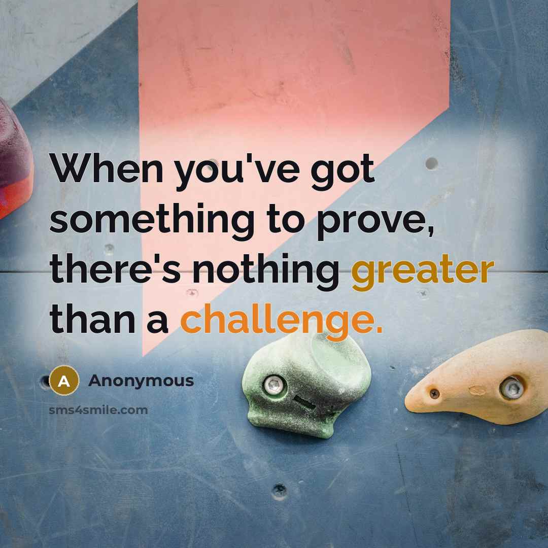 “When you've got something to prove, there's nothing greater than a challenge.” quote by Anonymous