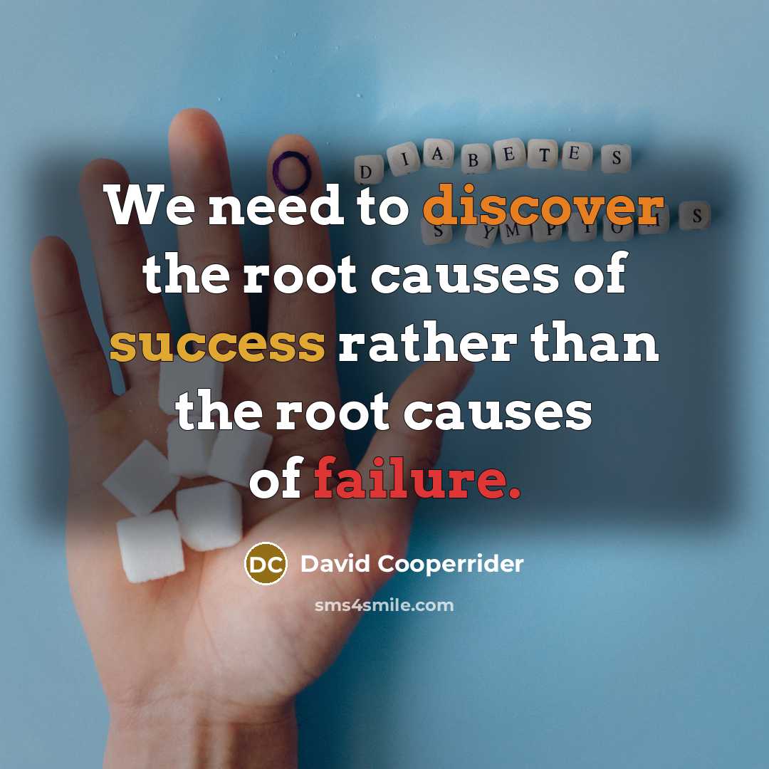 “We need to discover the root causes of success rather than the root causes of failure.” quote by David Cooperrider