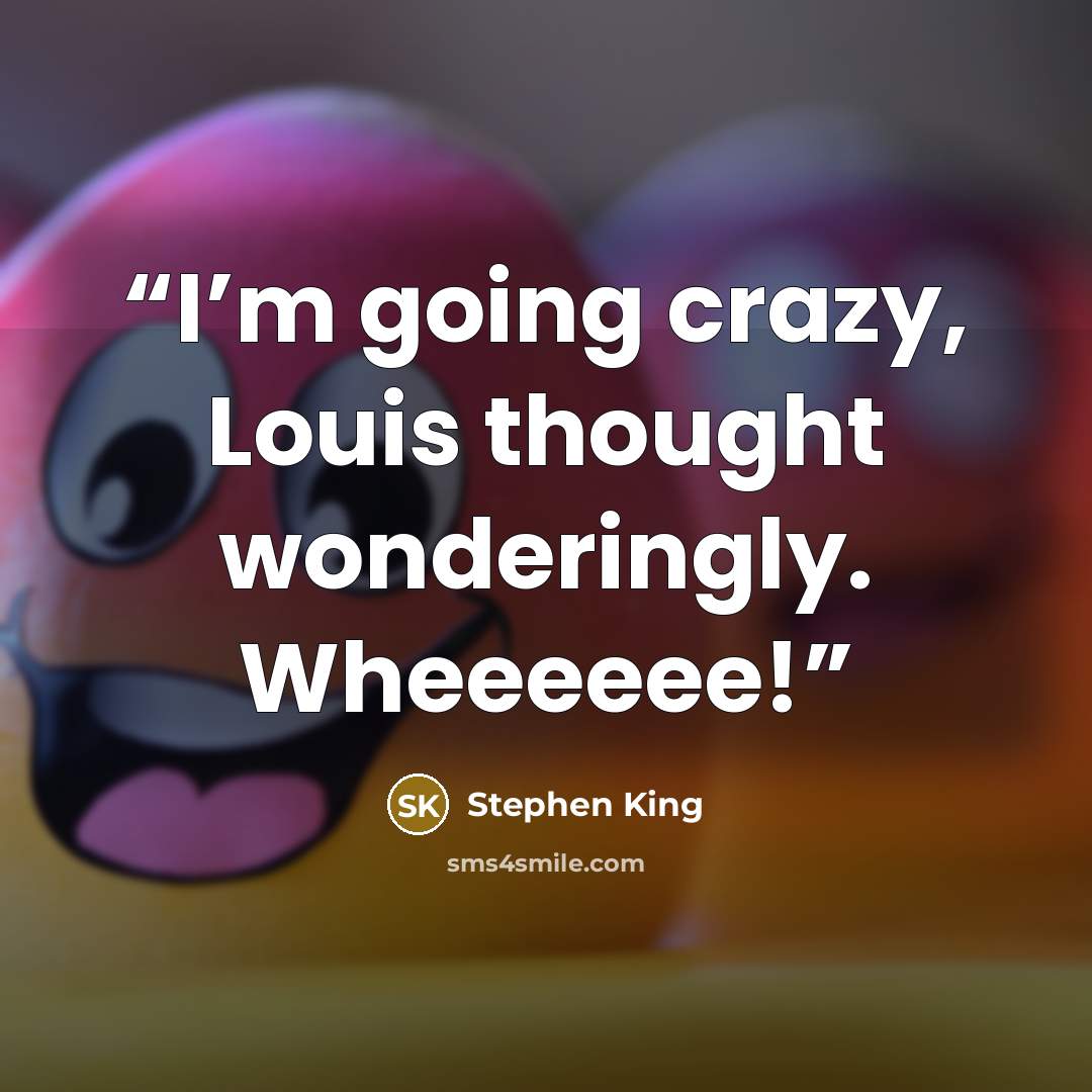 “I’m going crazy, Louis thought wonderingly. Wheeeeee!” quote by Stephen King