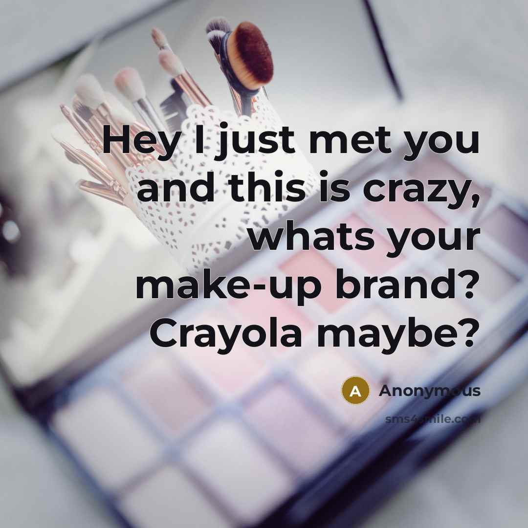 “Hey I just met you and this is crazy, whats your make-up brand? Crayola maybe?” quote by Anonymous