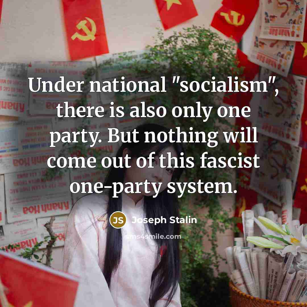“Under national "socialism", there is also only one party. But nothing will come out of this fascist one-party system.” quote by Joseph Stalin
