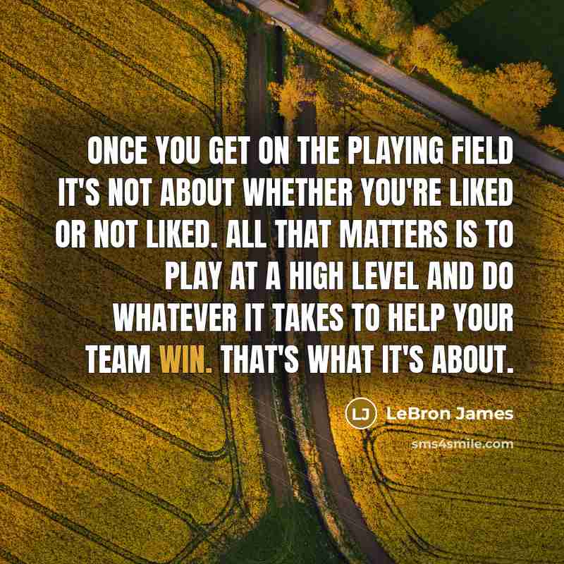 “Once you get on the playing field it's not about whether you're liked or not liked. All that matters is to play at a high level and do whatever it takes to help your team win. That's what it's about.” quote by LeBron James