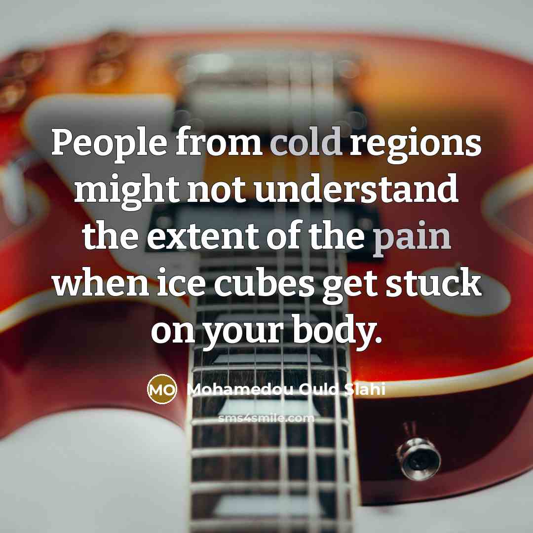 “People from cold regions might not understand the extent of the pain when ice cubes get stuck on your body.” quote by Mohamedou Ould Slahi