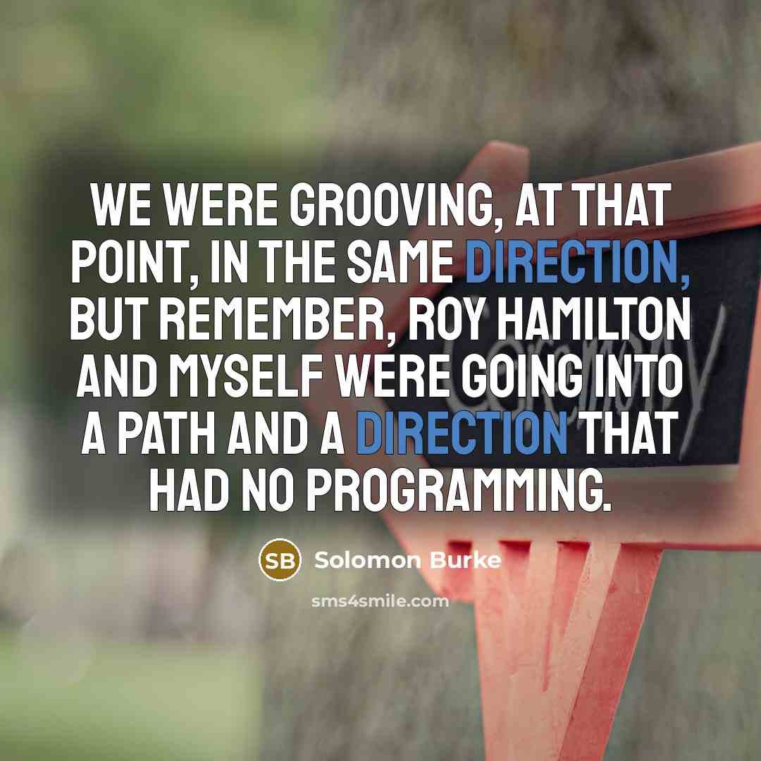“We were grooving, at that point, in the same direction, but remember, Roy Hamilton and myself were going into a path and a direction that had no programming.” quote by Solomon Burke