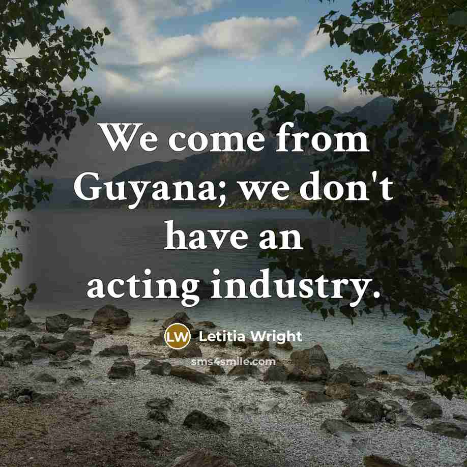 “We come from Guyana; we don't have an acting industry.” quote by Letitia Wright