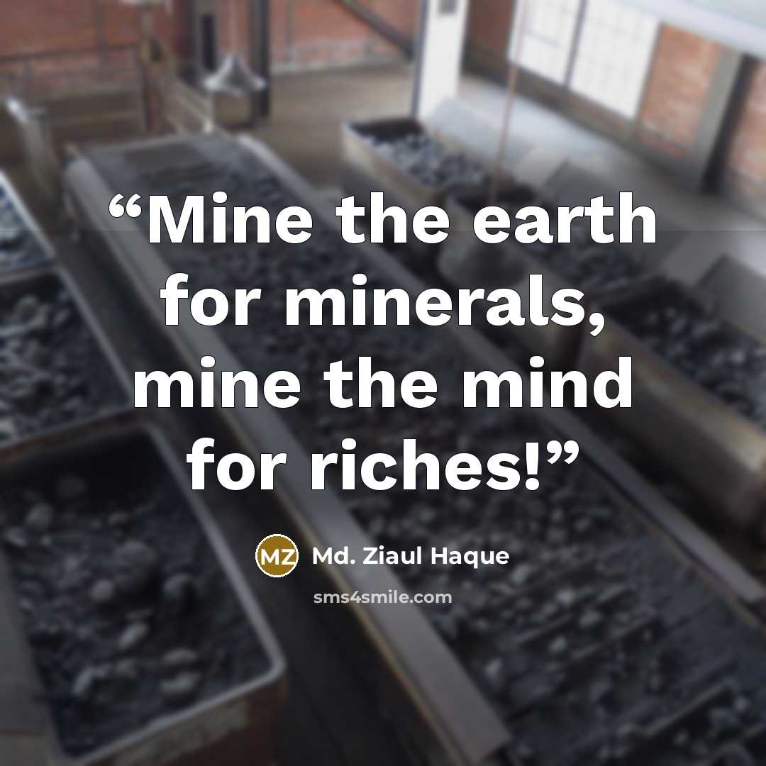 “Mine the earth for minerals, mine the mind for riches!” quote by Md. ZIaul Haque