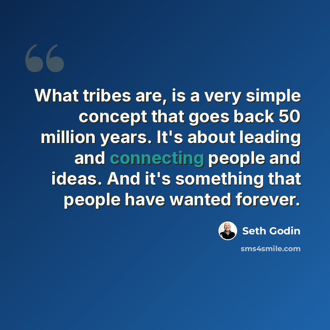“What tribes are, is a very simple concept that goes back 50 million years. It's about leading and connecting people and ideas. And it's something that people have wanted forever.” quote by Seth Godin