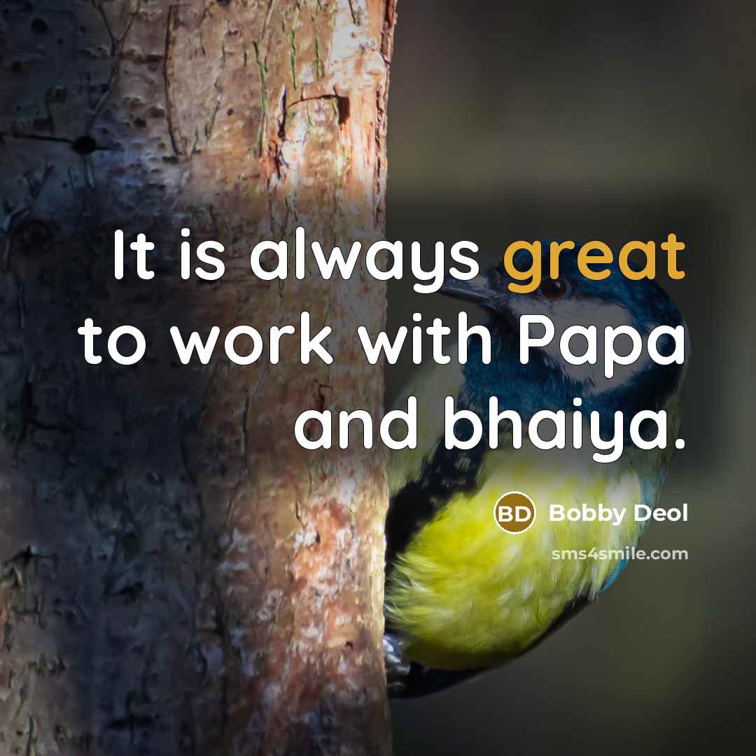 “It is always great to work with Papa and bhaiya.” quote by Bobby Deol