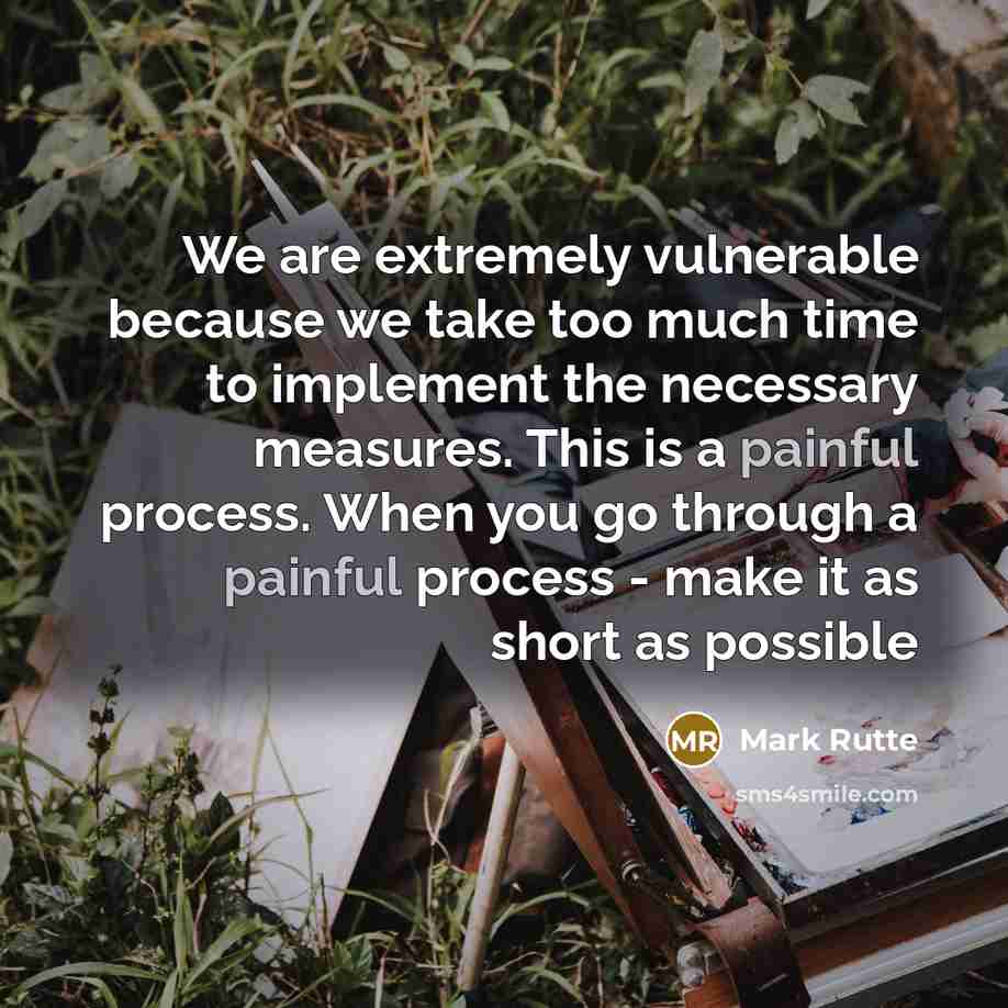 “We are extremely vulnerable because we take too much time to implement the necessary measures. This is a painful process. When you go through a painful process - make it as short as possible” quote by Mark Rutte
