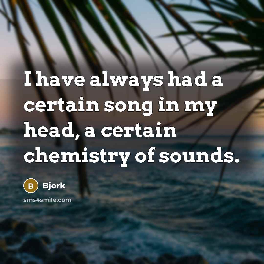 “I have always had a certain song in my head, a certain chemistry of sounds.” quote by Bjork
