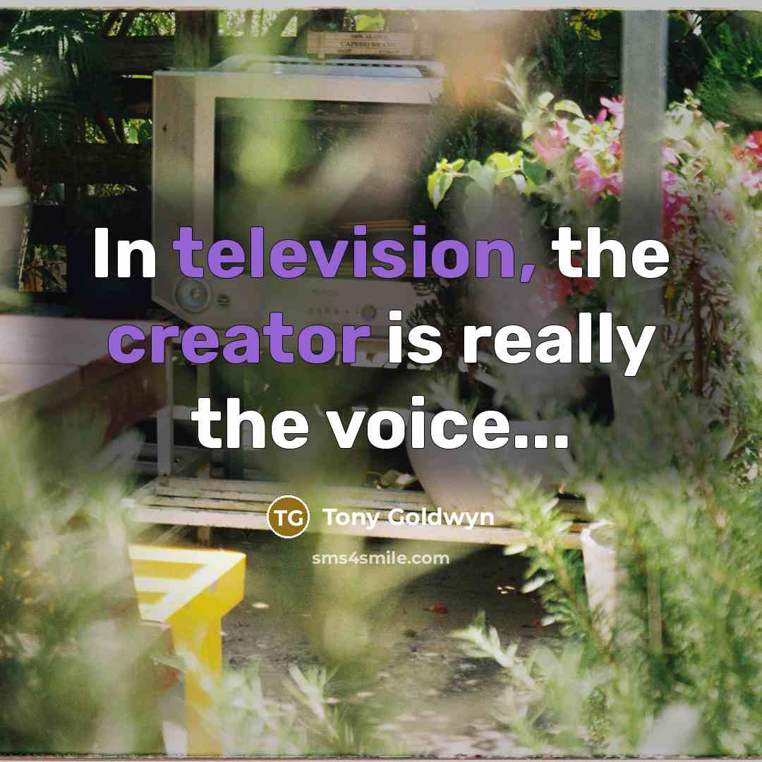 “In television, the creator is really the voice...” quote by Tony Goldwyn