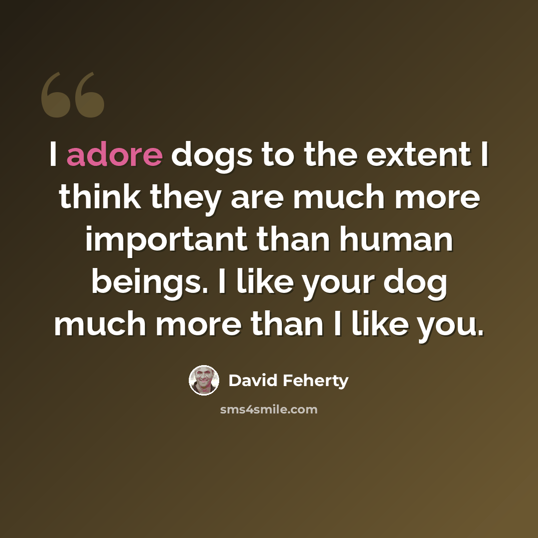 “I adore dogs to the extent I think they are much more important than human beings. I like your dog much more than I like you.” quote by David Feherty