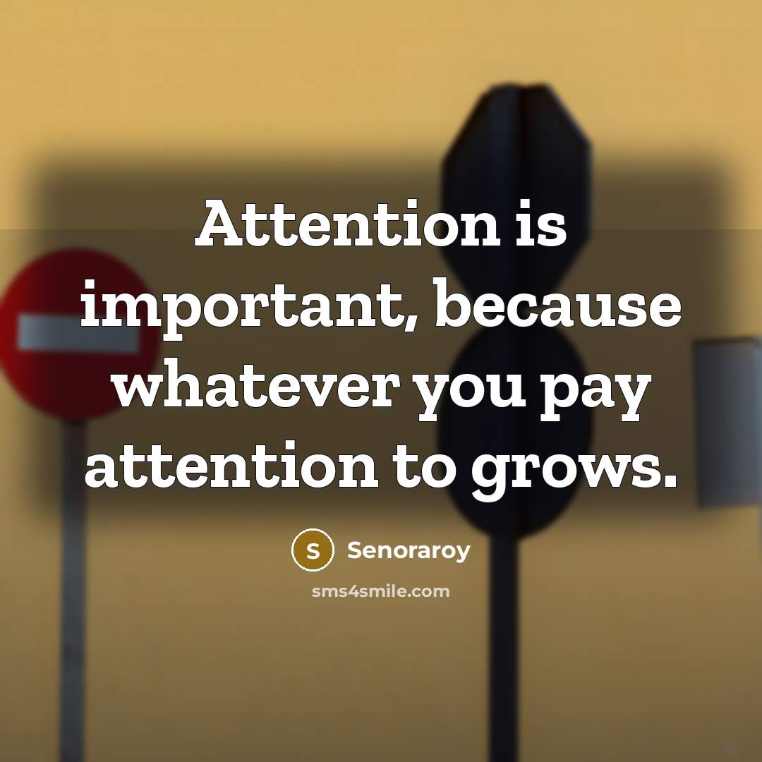 “Attention is important, because whatever you pay attention to grows.” quote by Senoraroy