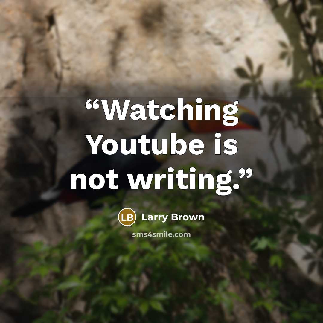 “Watching Youtube is not writing.” quote by Larry Brown