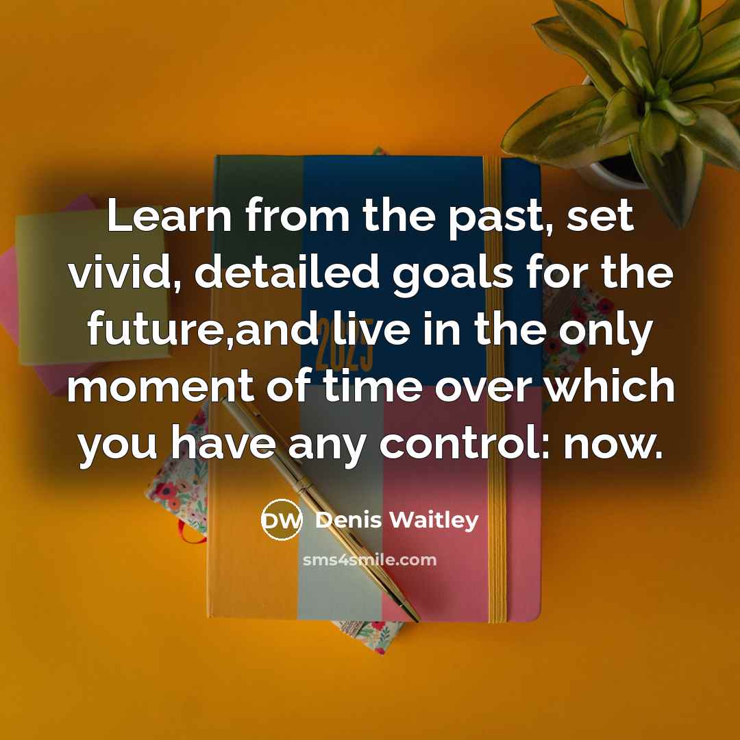 “Learn from the past, set vivid, detailed goals for the future,and live in the only moment of time over which you have any control: now.” quote by Denis Waitley