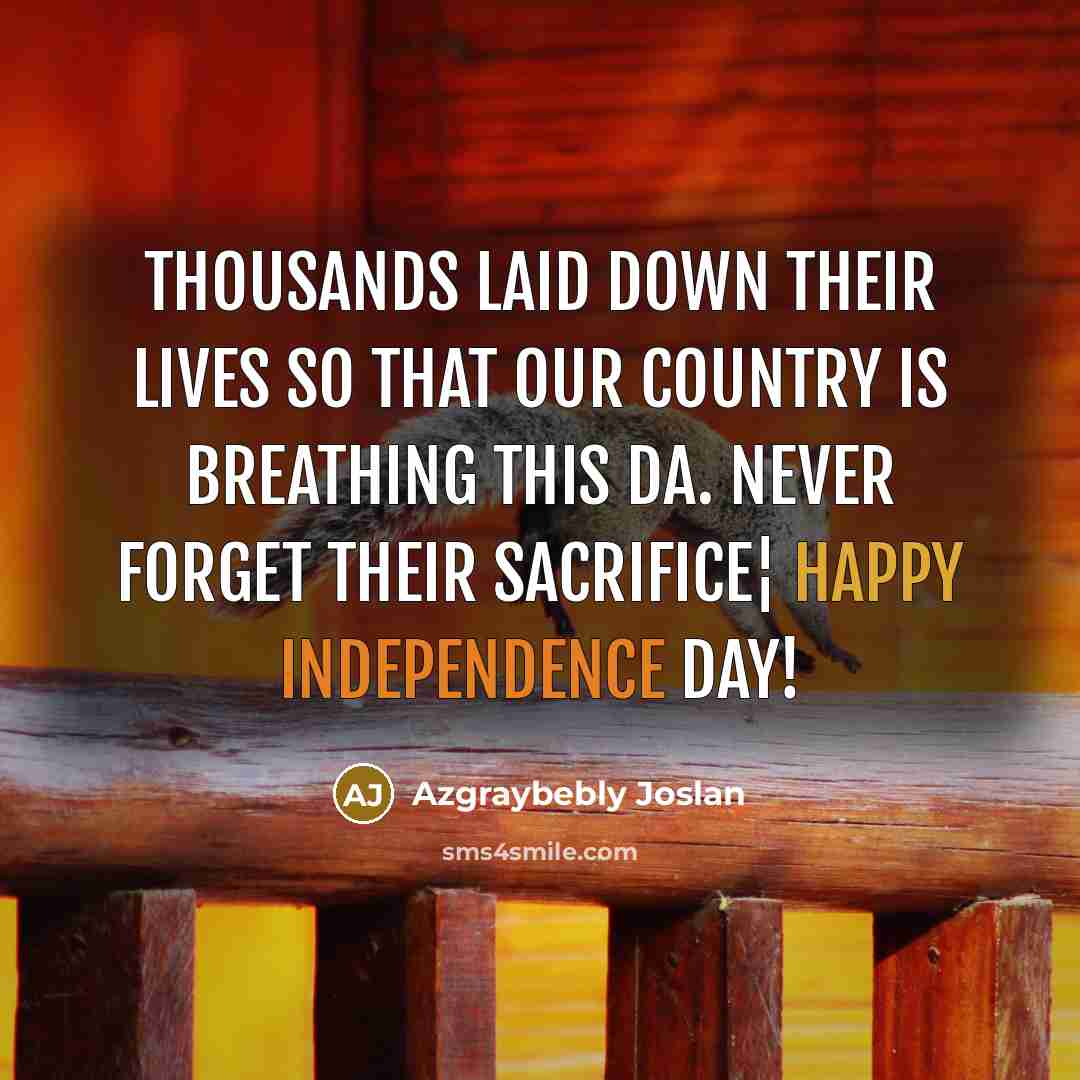 “Thousands laid down their lives so that our country is breathing this da. Never forget their sacrifice¦ Happy Independence Day!” quote by Azgraybebly Joslan