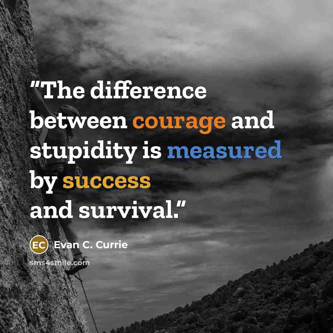“The difference between courage and stupidity is measured by success and survival.” quote by Evan C. Currie