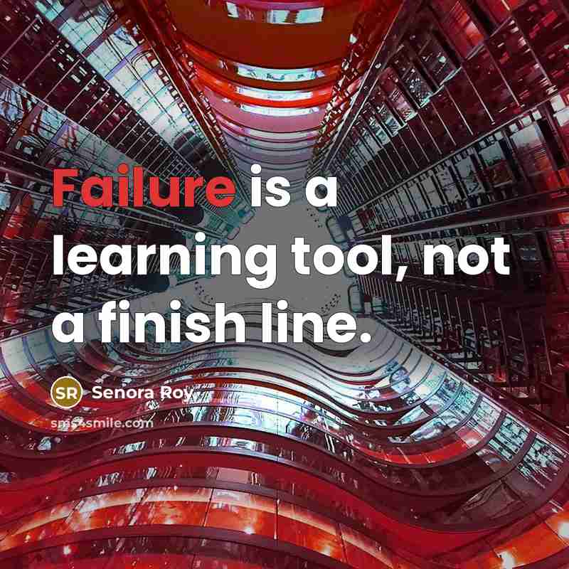 “Failure is a learning tool, not a finish line.” quote by Senora Roy