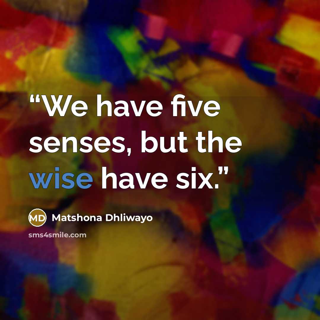 “We have five senses, but the wise have six.” quote by Matshona Dhliwayo