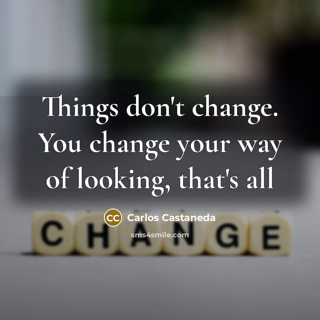 “Things don't change. You change your way of looking, that's all” quote by Carlos Castaneda