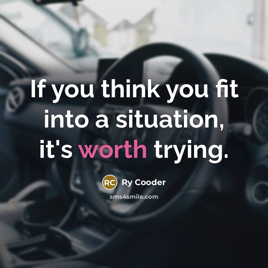 “If you think you fit into a situation, it's worth trying.” quote by Ry Cooder