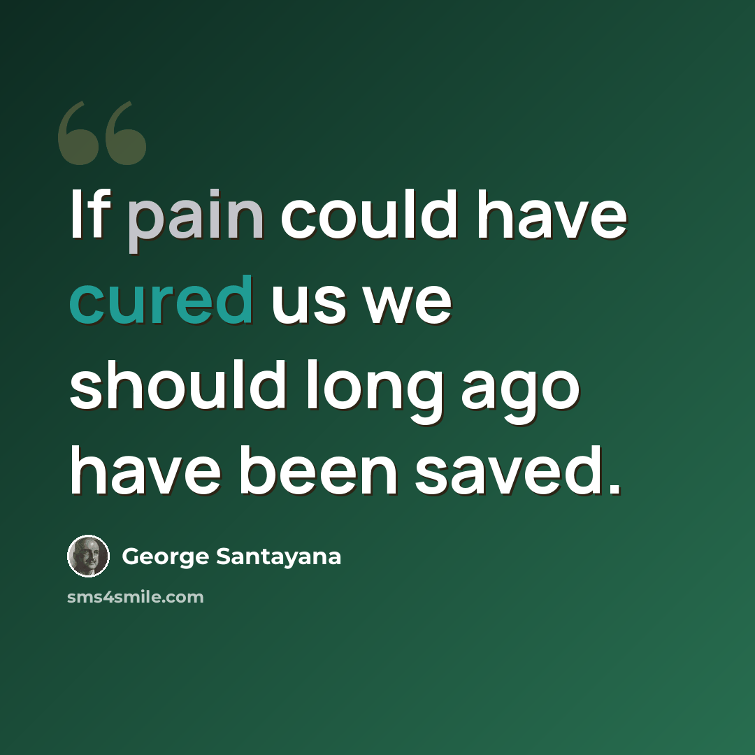 “If pain could have cured us we should long ago have been saved.” quote by George Santayana