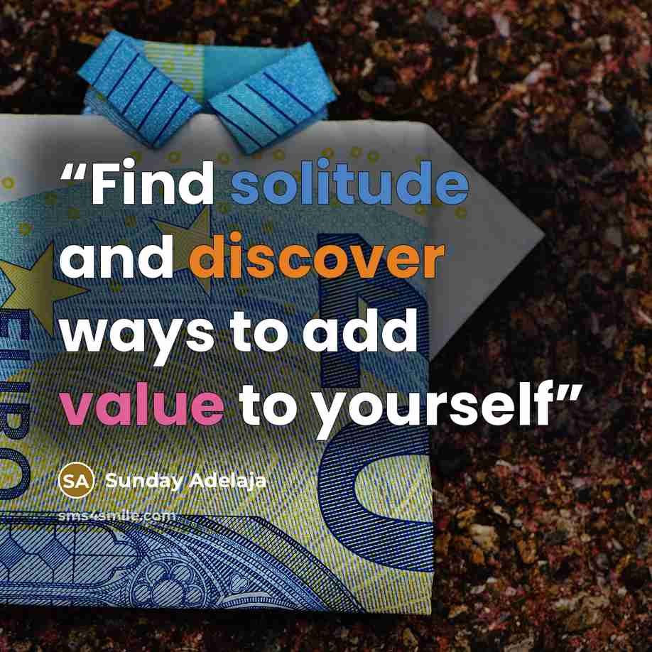 “Find solitude and discover ways to add value to yourself” quote by Sunday Adelaja
