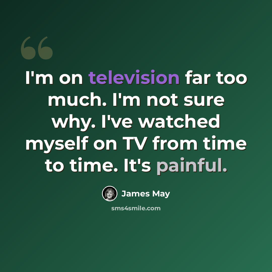 “I'm on television far too much. I'm not sure why. I've watched myself on TV from time to time. It's painful.” quote by James May