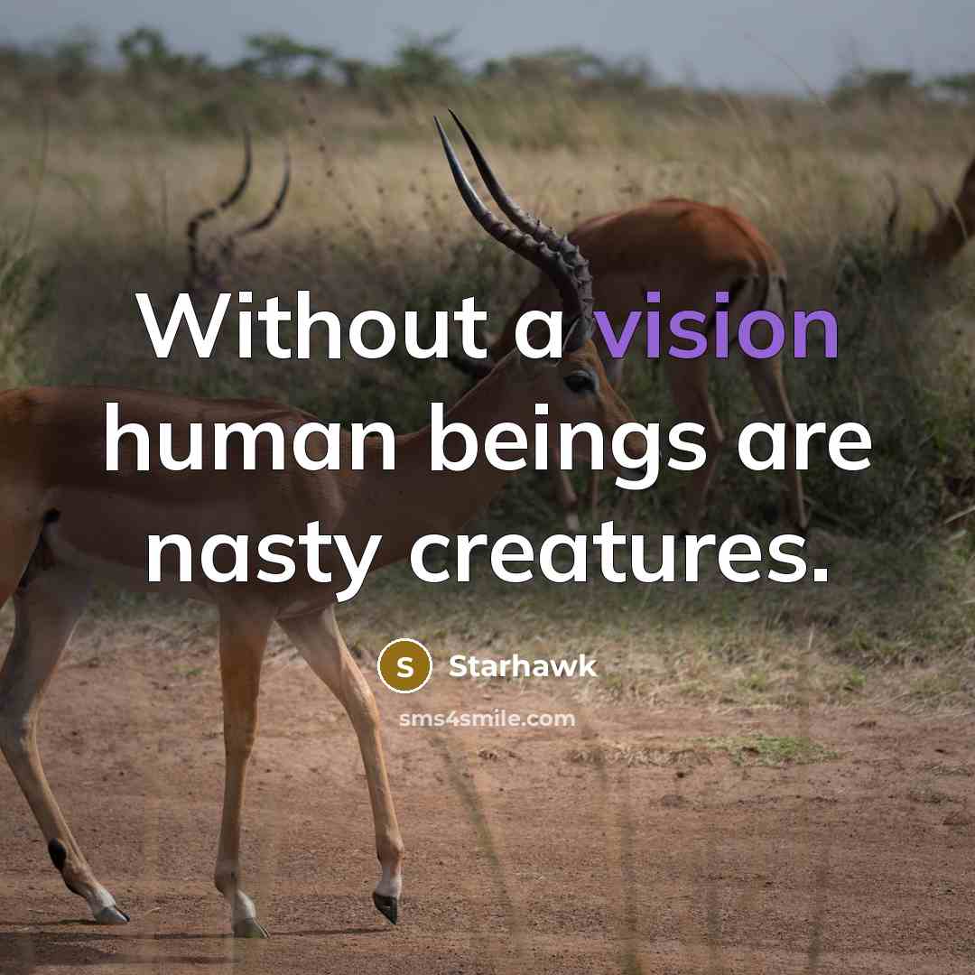 “Without a vision human beings are nasty creatures.” quote by Starhawk