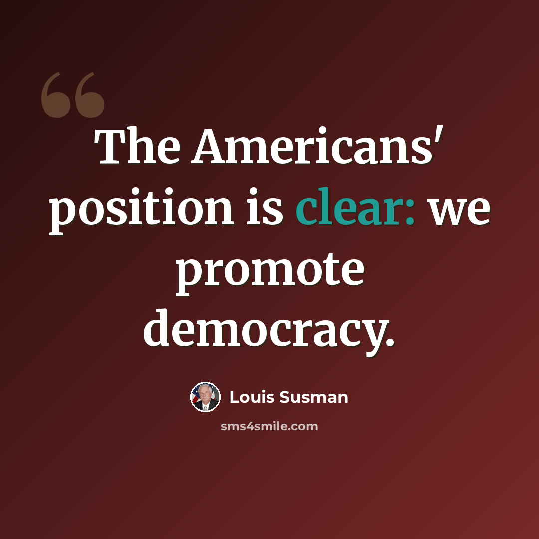 “The Americans' position is clear: we promote democracy.” quote by Louis Susman