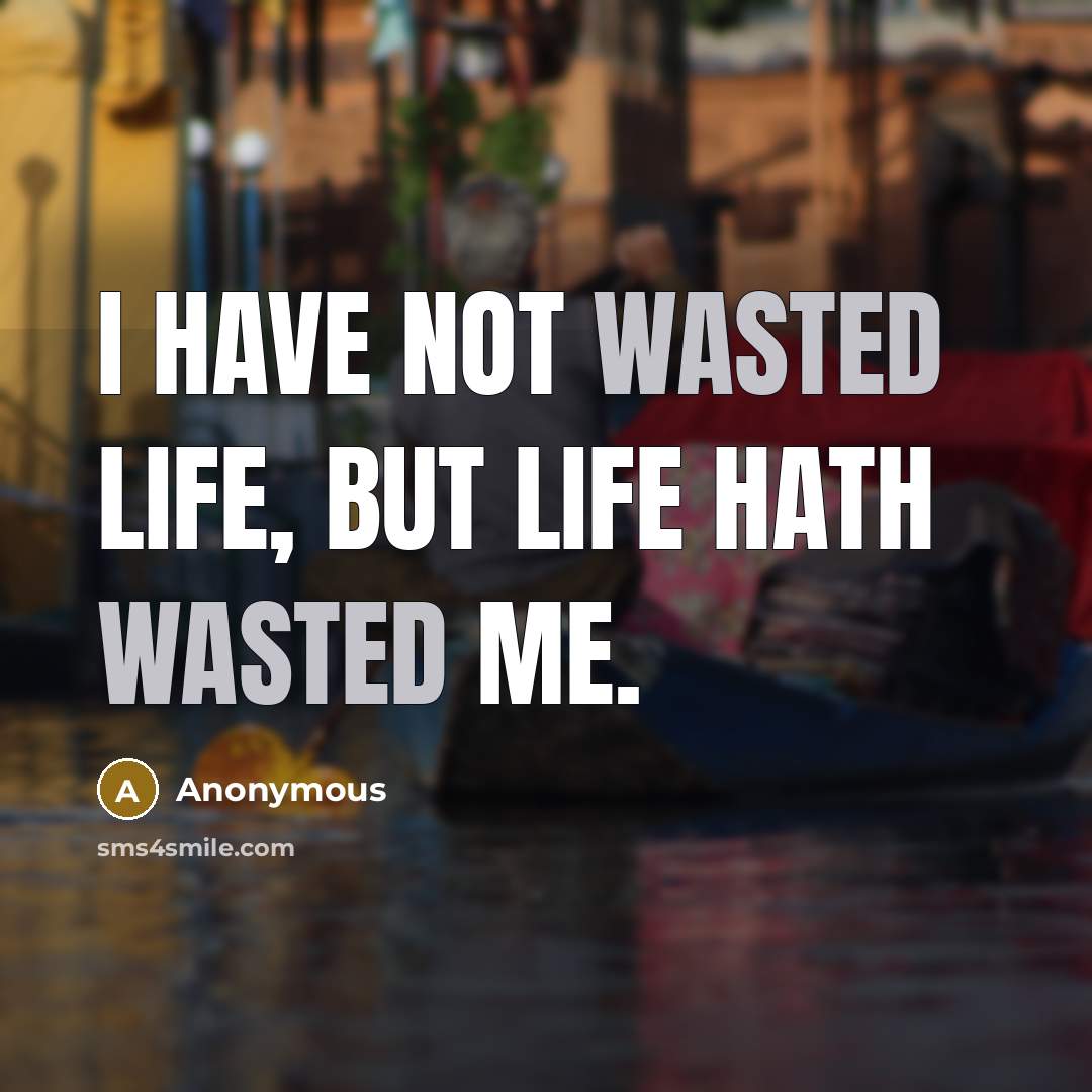“I have not wasted life, but life hath wasted me.” quote by Anonymous