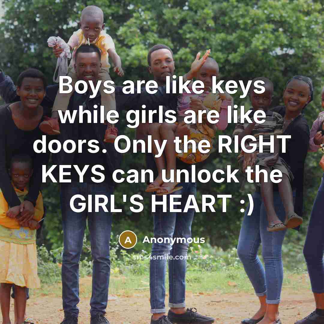 “Boys are like keys while girls are like doors. Only the RIGHT KEYS can unlock the GIRL'S HEART :)” quote by Anonymous