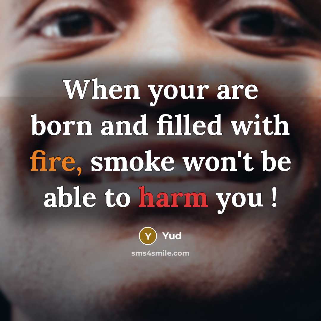 “When your are born and filled with fire, smoke won't be able to harm you !” quote by Yud