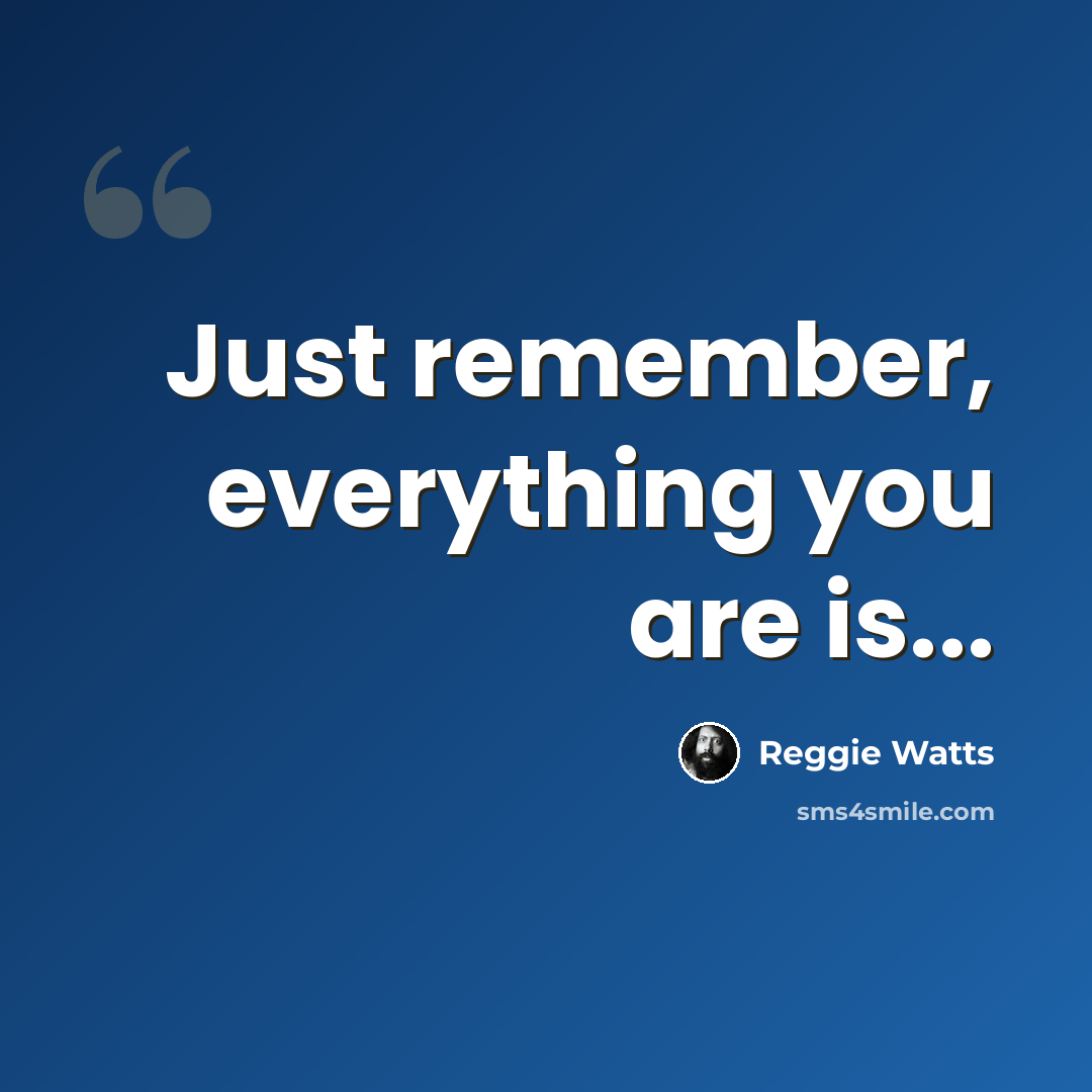 “Just remember, everything you are is...” quote by Reggie Watts