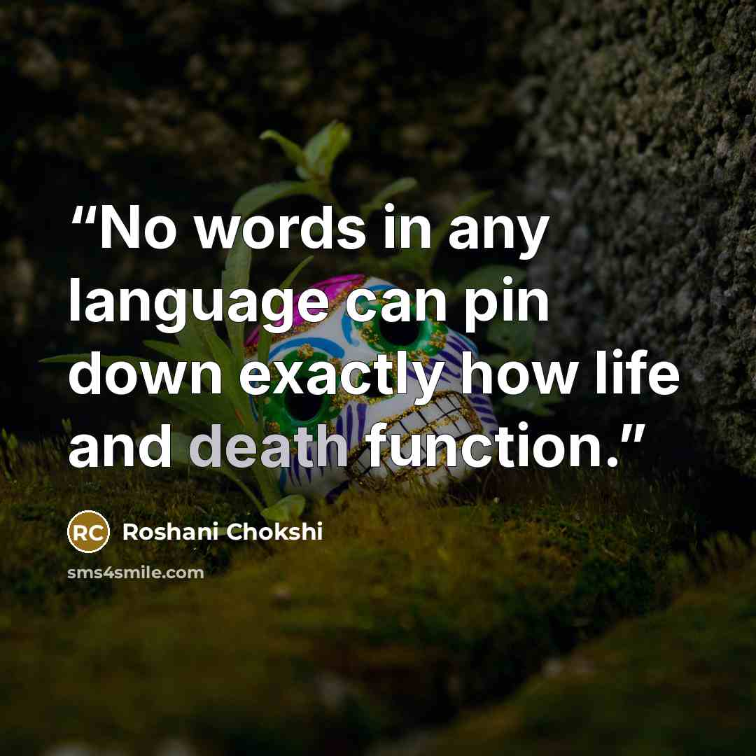 “No words in any language can pin down exactly how life and death function.” quote by Roshani Chokshi