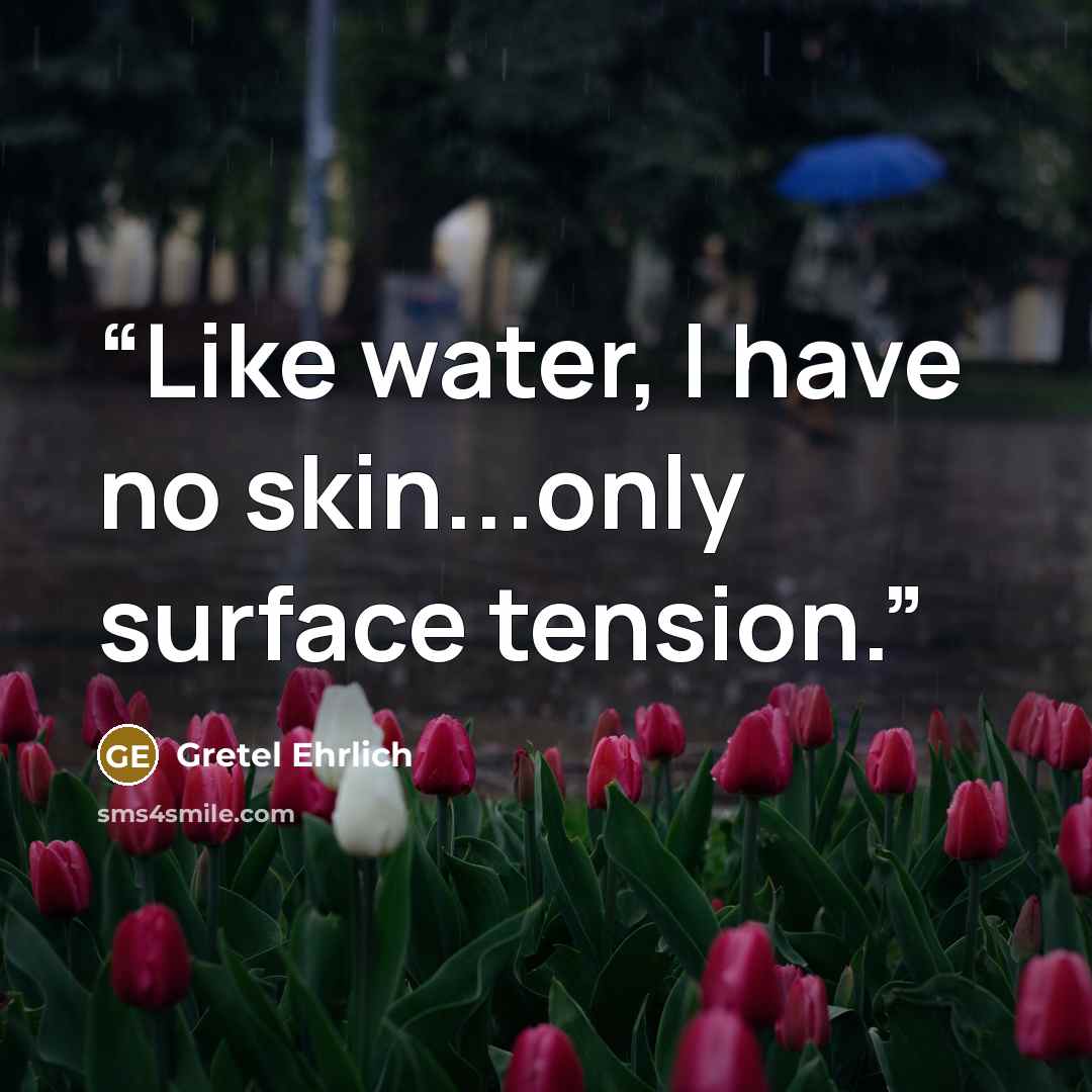 “Like water, I have no skin...only surface tension.” quote by Gretel Ehrlich