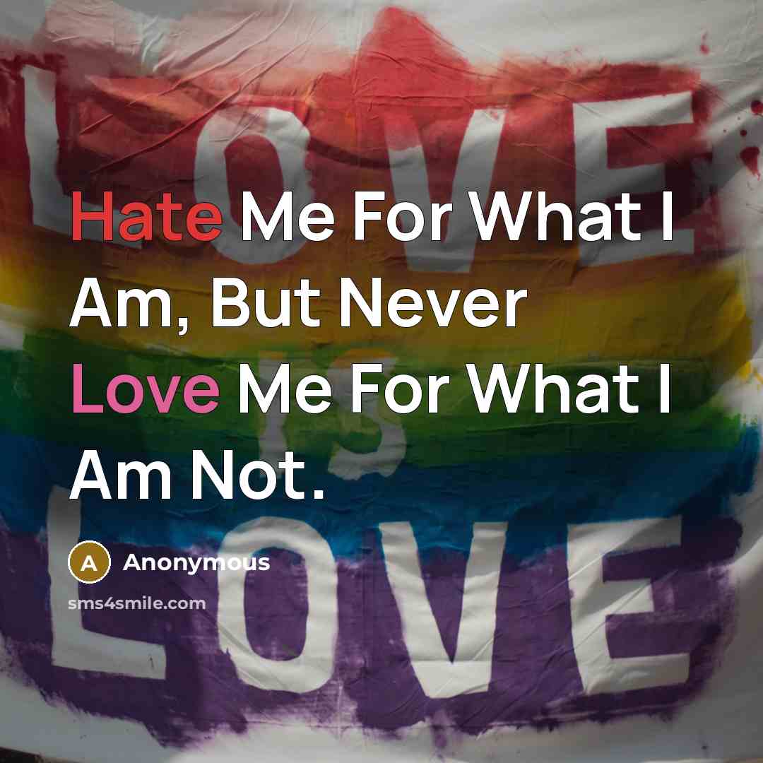 “Hate Me For What I Am, But Never Love Me For What I Am Not.” quote by Anonymous