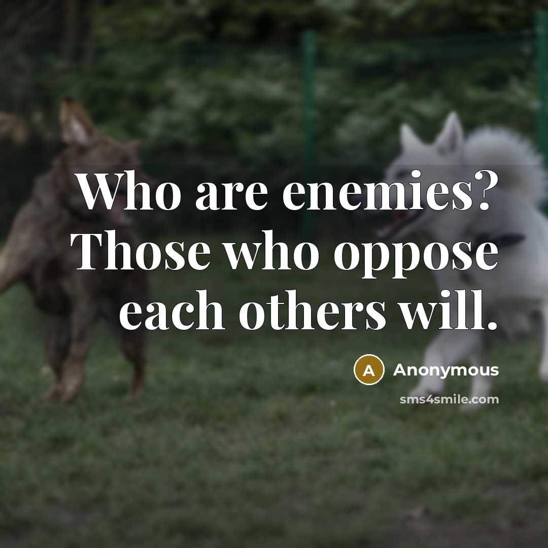 “Who are enemies? Those who oppose each others will.” quote by Anonymous