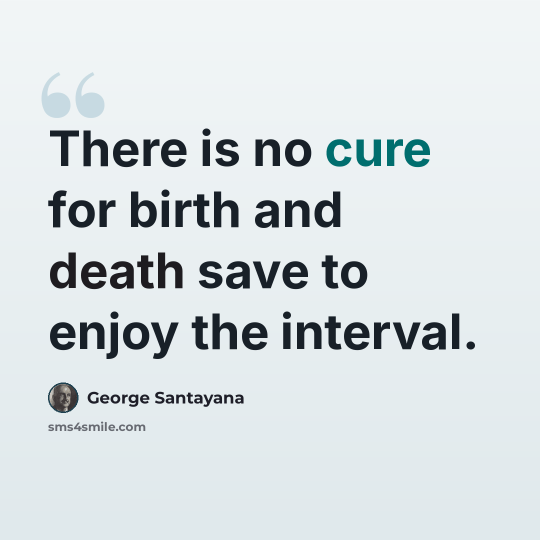 “There is no cure for birth and death save to enjoy the interval.” quote by George Santayana