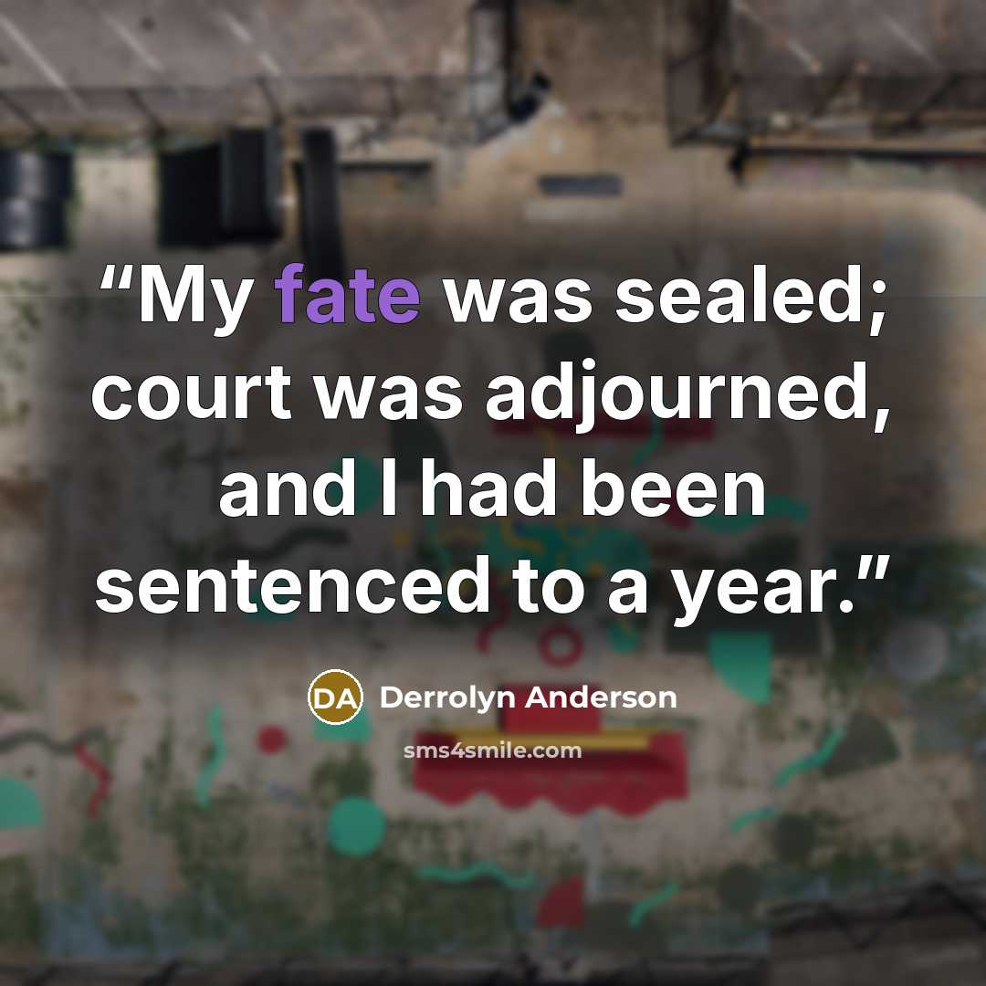 “My fate was sealed; court was adjourned, and I had been sentenced to a year.” quote by Derrolyn Anderson