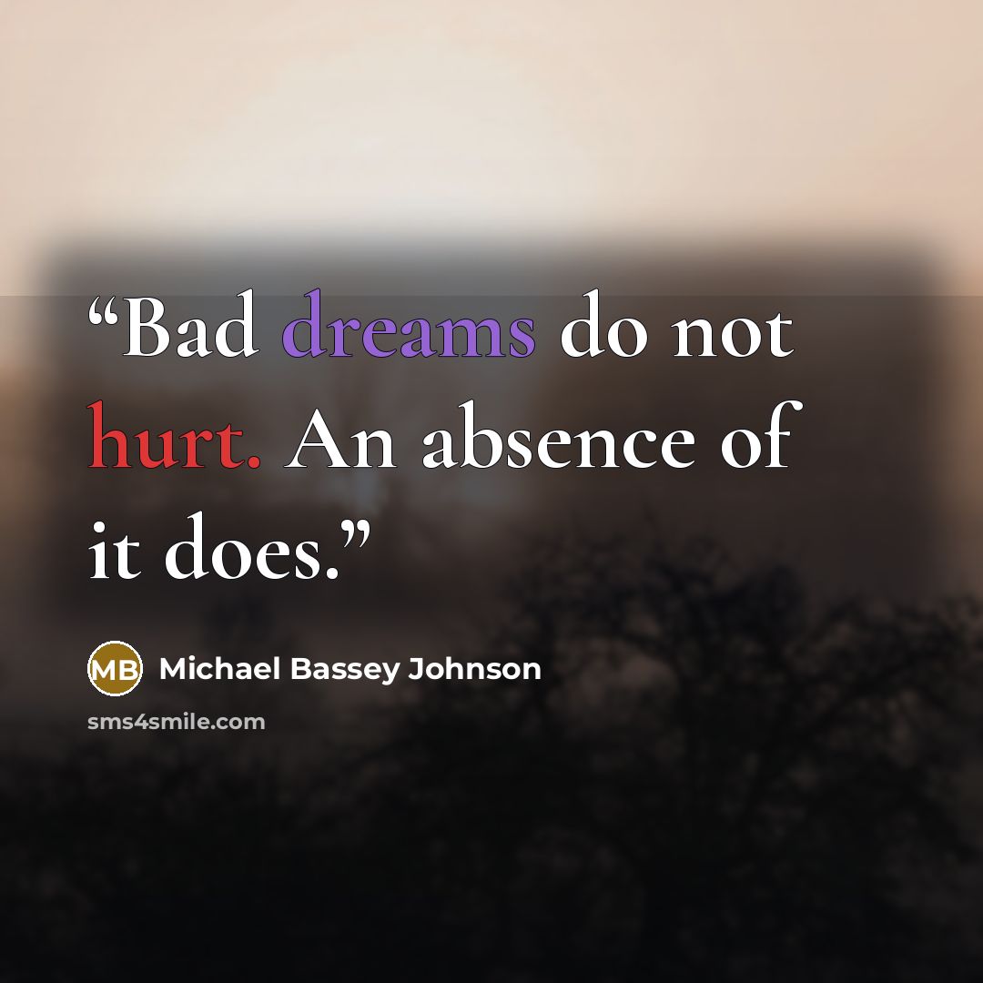 “Bad dreams do not hurt. An absence of it does.” quote by Michael Bassey Johnson